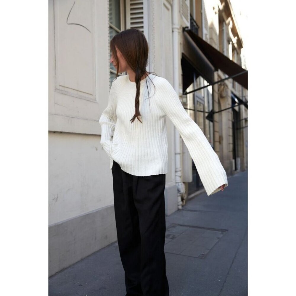 Loulou Studio Hairan Knit Top Ivory Size Small